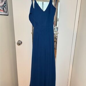 Blue Sleeveless V-Neck Wrap Jumpsuit